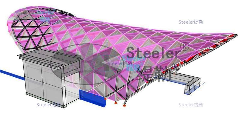 Profile-shaped curved steel canopy
