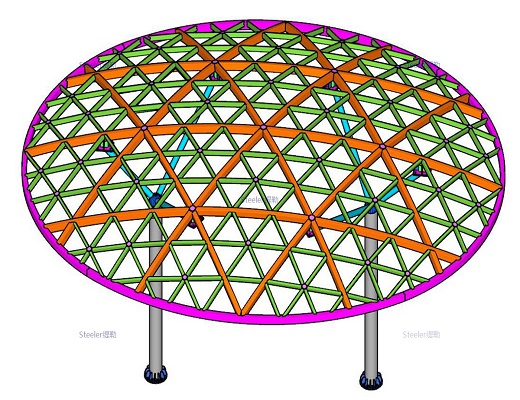 Space shaped steel structure