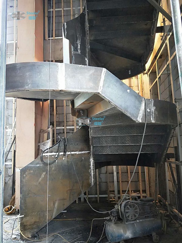 Spiral steel staircase