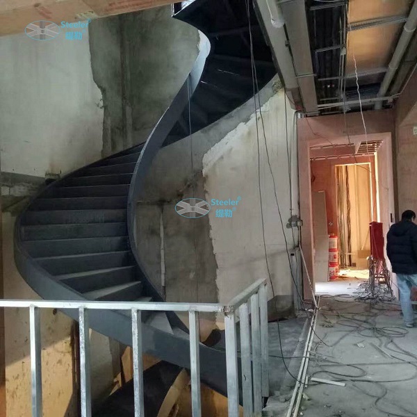 Spiral steel staircase