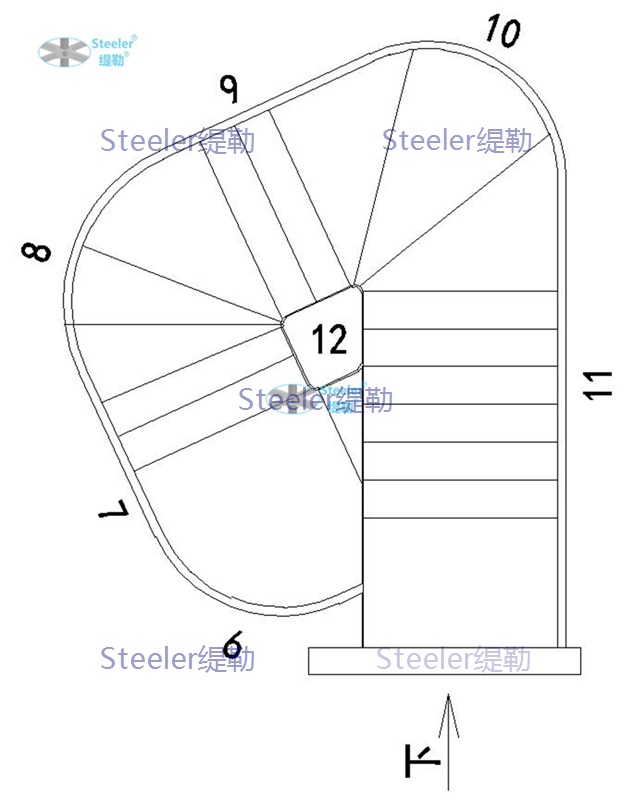 Spiral steel staircase